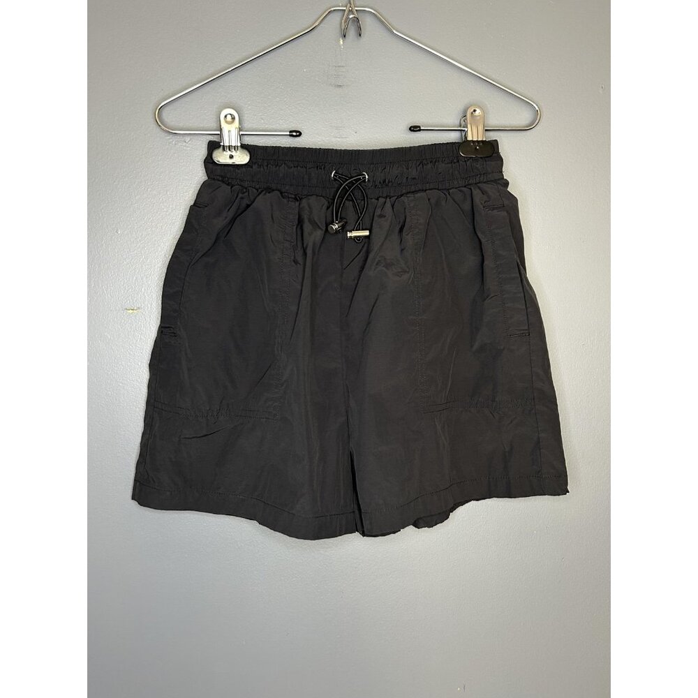 Zara Shorts Womens S Black Elastic High Waist Lightweight Nylon Drawstring